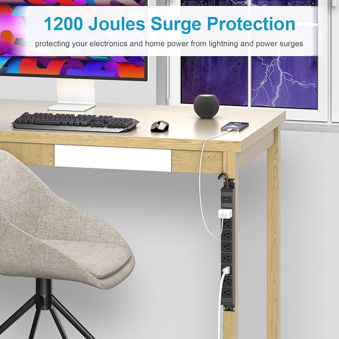 HHSOET Metal 360° Rotating Mountable Power Strip, 8 Outlet Gaming Table Mounted - Image 5