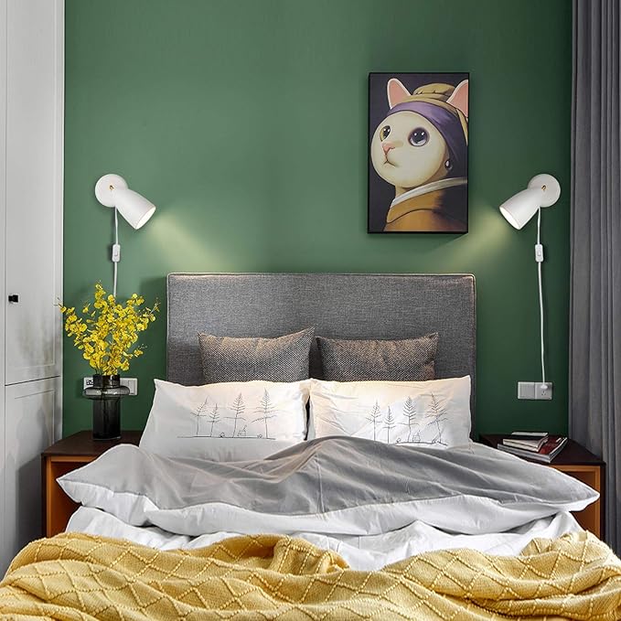 Ahaloye Set of 2 White Wall Sconce Finished Rotatable Simplicity Wall Mount - Image 4