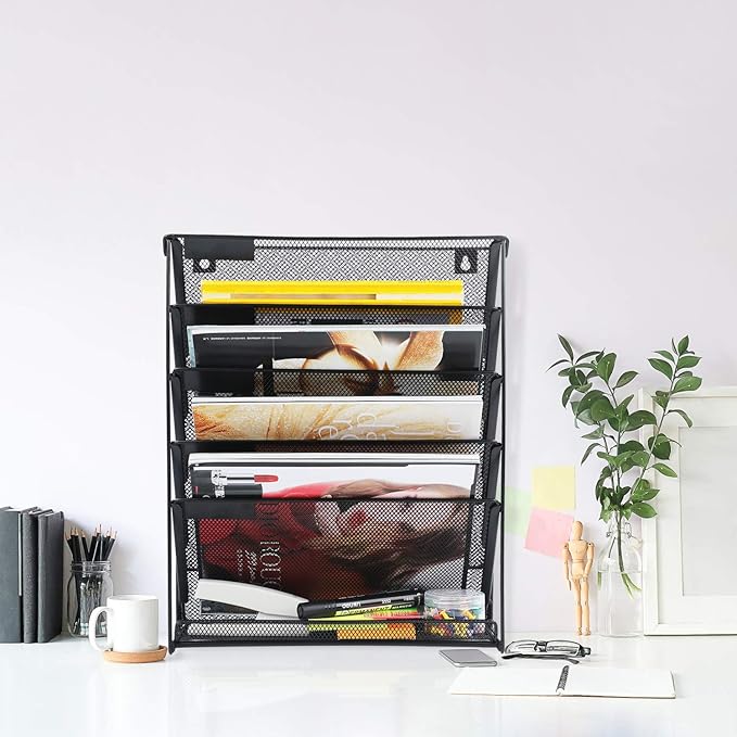 samstar Wall File Holder, 6-Tier Hanging Wall File Organizer Wall Mount Paper - Image 4