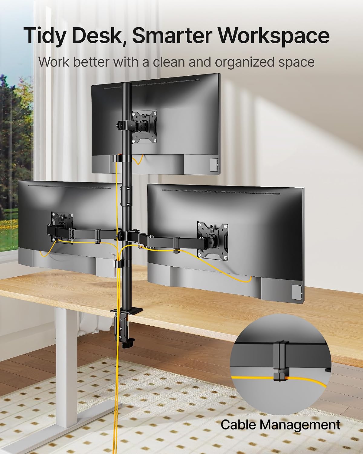 monTEK Triple Monitor Stand for 17-32" Screens, 22 lbs Each