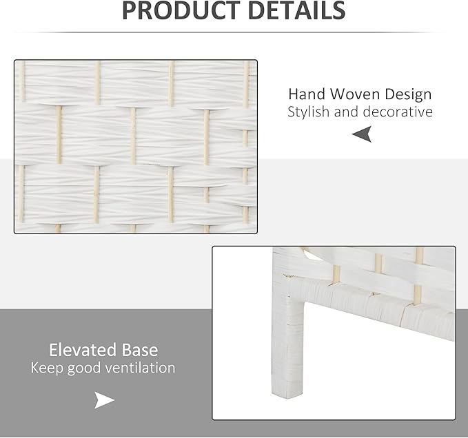 HOMCOM Room Divider, 4 Panel Folding Privacy Screen, 6FT Tall Portable Wicker - Image 5