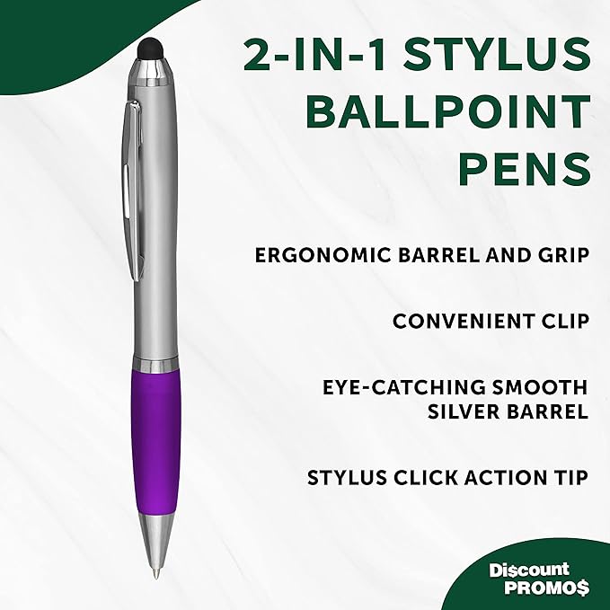 DISCOUNT PROMOS Stylus Ballpoint Pens Set of 10, Bulk Pack - Image 3