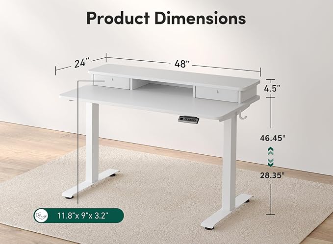 FEZIBO 48 x 24 Inch Height Adjustable Electric Standing Desk - Image 3