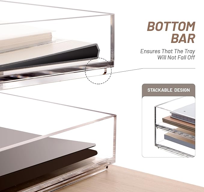 SANRUI Stackable Paper Tray, Acrylic File Organizer, Paper Tray Organizer - Image 4