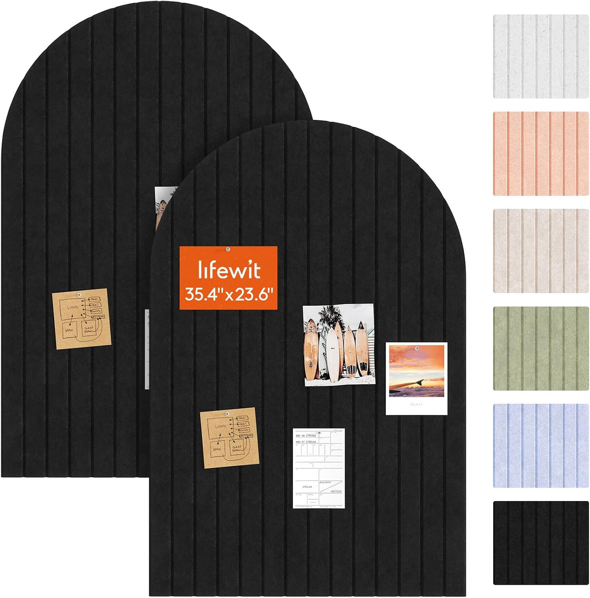 Lifewit 6-Pack Arched Bulletin Board, Cork Board Alternative for Walls, 2 Set...