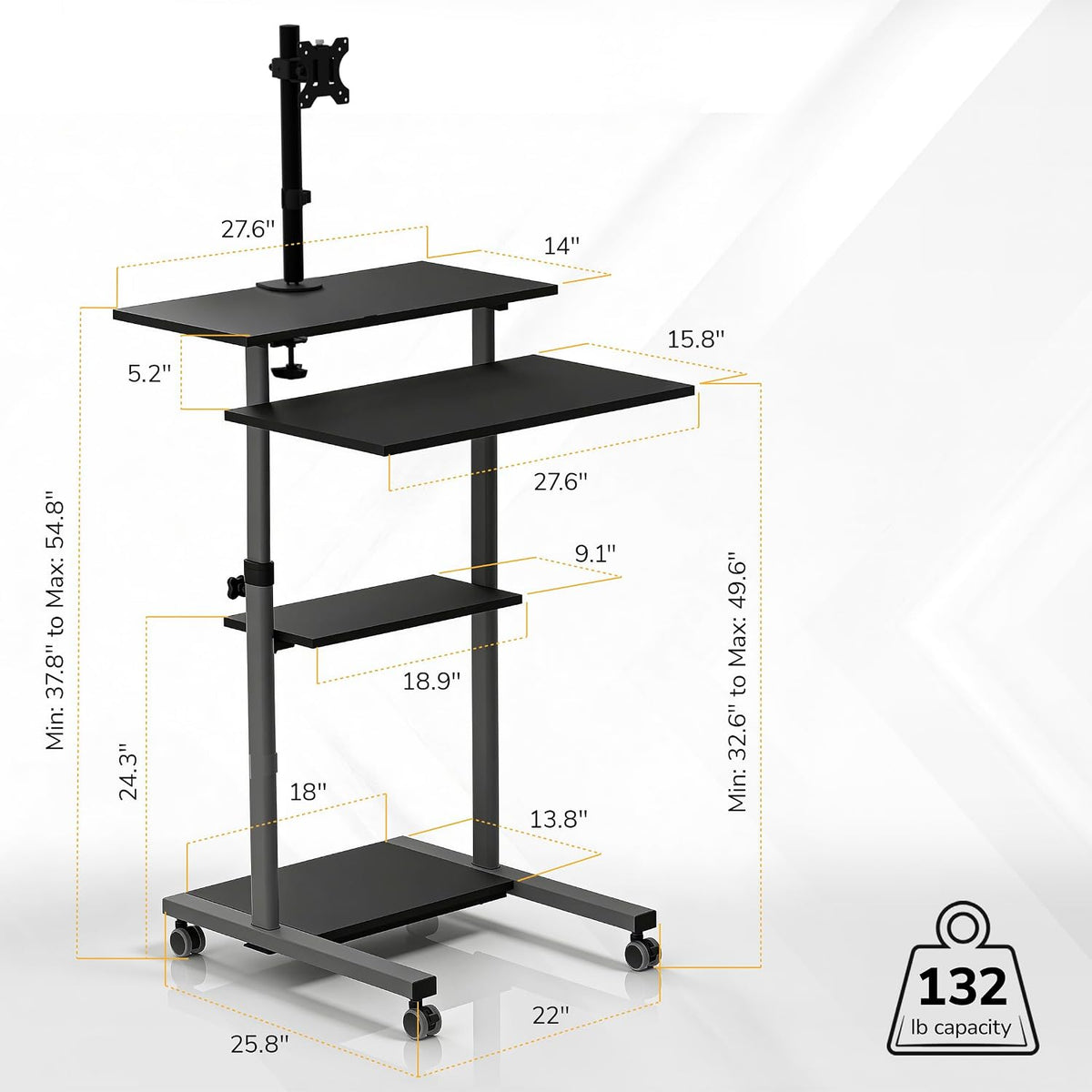 Mount-It! Mobile Computer Cart with Monitor Mount for Screen up to 32", ...