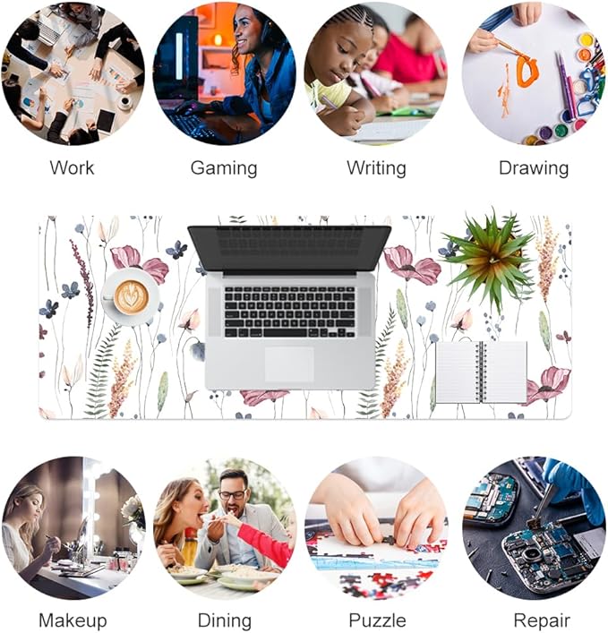 QiyI Large Mouse Pad, Cute Flower Desk Mat - Image 7