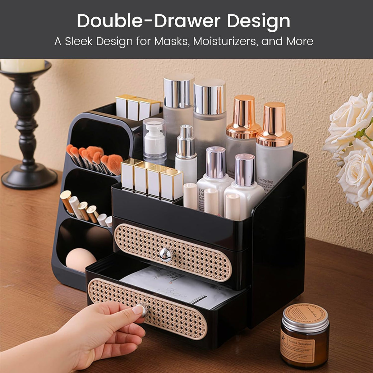 Aveniee Makeup Organizer with Drawers, Large Bathroom Countertop Organizer fo...