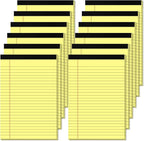 5" x 8" Yellow Legal Pads Writing Pads 12 Pack of Notepad 80gsm Paper Small by Nichela