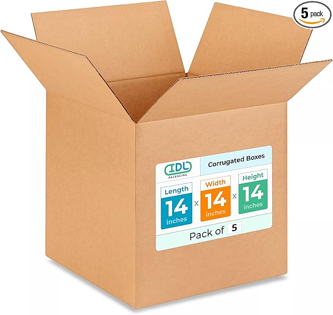 Medium Cube Moving & Shipping Boxes 14 x 14 x 14 inches by IDLPackaging