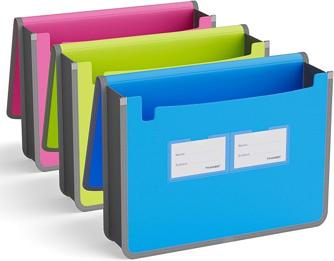 ABC life 3 Pack Expanding File Folder Organizer Poly Pockets A4/Letter Size by ABClife