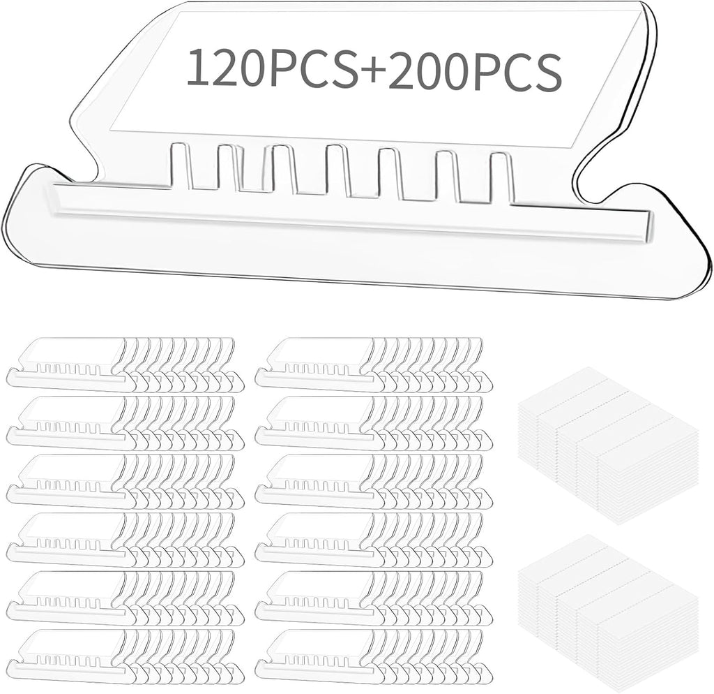 Reastar 120 Pcs Hanging File Folder Tabs, with 200 Pcs Inserts, Clear | Sturdy Plastic, 1/5-Cut, Fit Legal Sized File Folders, 2 in Insert for Writing on, Help Organize and Find File