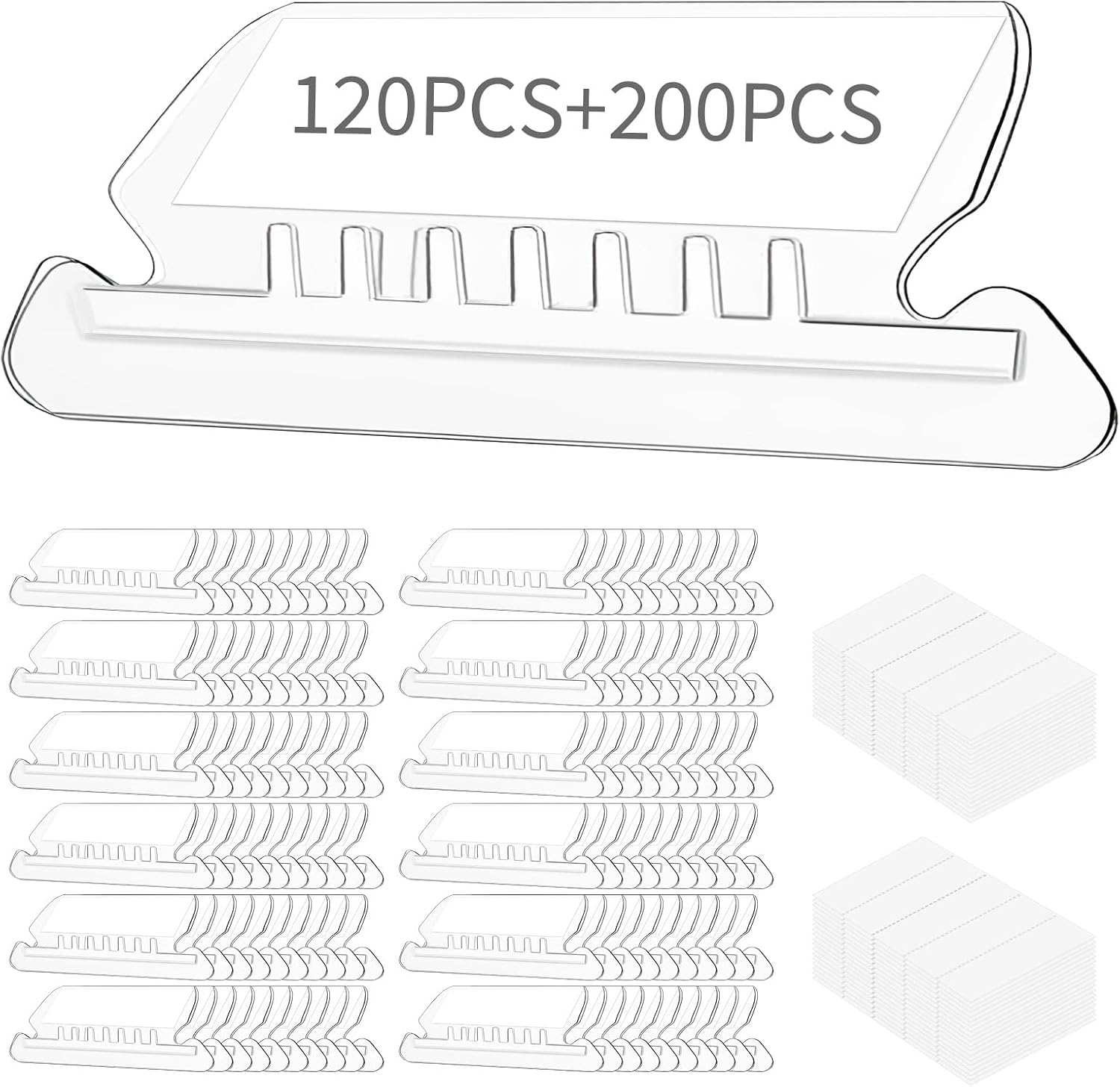 Reastar 120 Pcs Hanging File Folder Tabs, with 200 Pcs Inserts, Clear | Sturdy Plastic, 1/5-Cut, Fit Legal Sized File Folders, 2 in Insert for Writing on, Help Organize and Find File