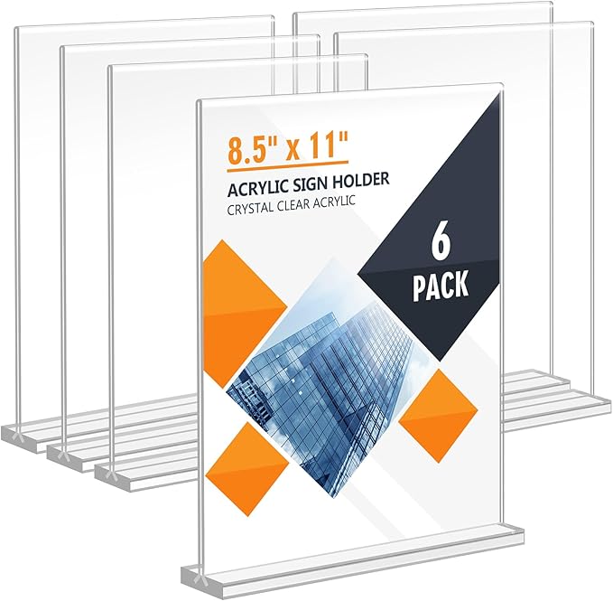 Enayplon Acrylic Sign Holder 8.5 x 11, Double Sided Sign Holder Stand, Plastic by Unknown