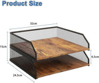 Natwind 2-Tier Stackable Paper Tray, Metal Mesh Desktop Organizer, Paper Sorter - Image 2