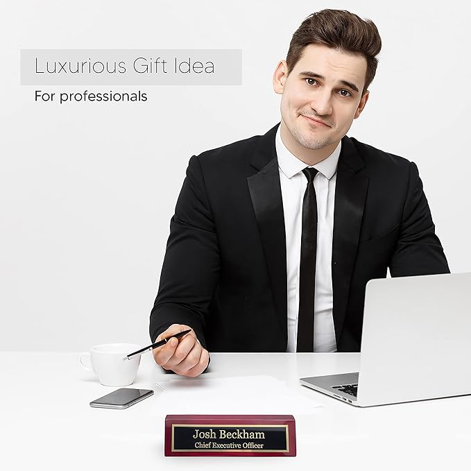 Business Wood Name Plate for Desk | Custom Desk Name Plate Personalized Gift - Image 5