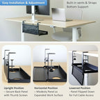 AEONS Universal Under Desk Cable Management Tray-Clamp Mount Hinged Swing - Image 5