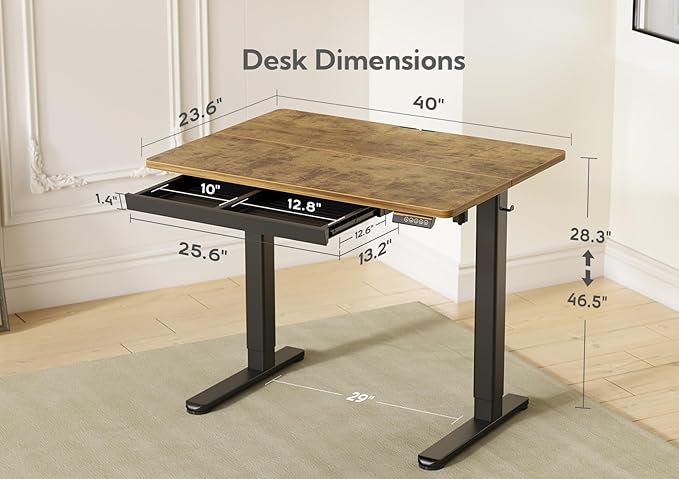 Claiks Standing Desk with Drawers, Electric Standing Desk Adjustable Height - Image 3
