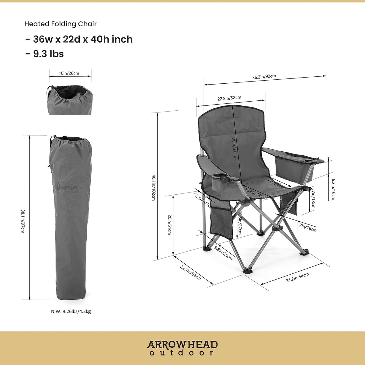 ARROWHEAD OUTDOOR Folding Hammock Chair, Heavy Duty Camping Seat