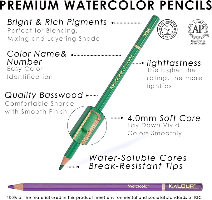 KALOUR Premium Watercolor Pencils, - Image 3