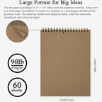 Fuxi Toned Tan Sketchbook 11x14 Inch, 60 Sheets, Spiral Bound - Image 2