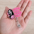 BVIIE No You Hang Up Funny Ghost Badge Reel, Retractable ID Card Pink Badge - Image 3