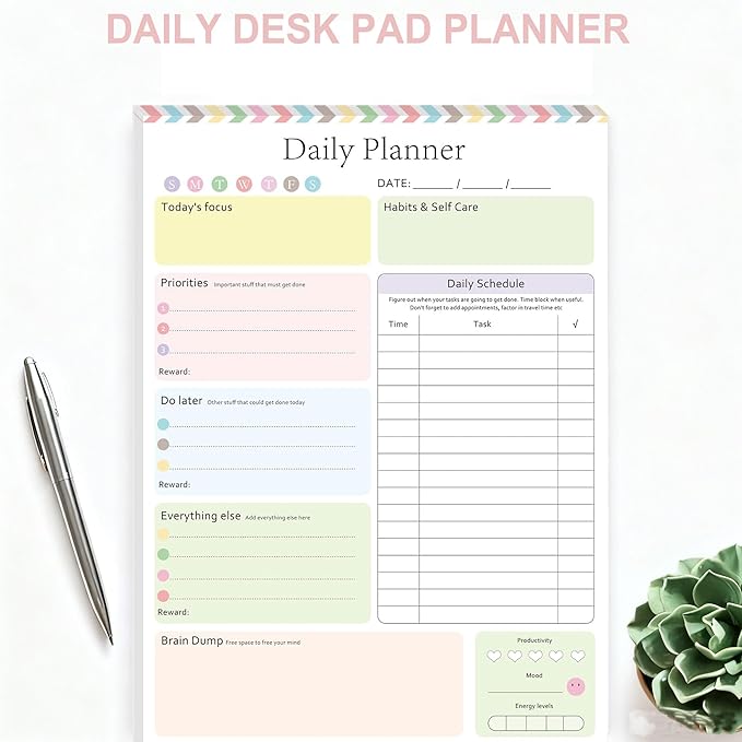 ADHD Daily Planner Notepad Daily Planner Desk Pad & Task Management Notepad to - Image 3