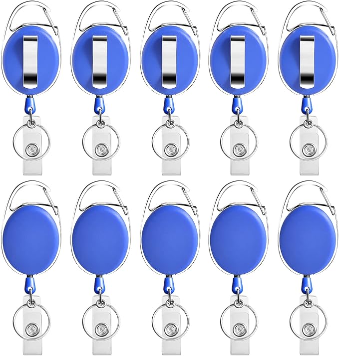 Retractable Badge Holder with Carabiner Reel Clip and Key Ring by moeverEx