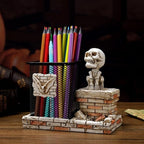Daisylily Skull Pencil Holder, Skeleton Pen Cup, Mesh Pen Holder by Daisylily