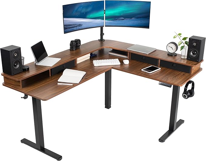 VIVO Electric 2-Tier Corner L-Shaped 63 x 55 inch Standing Desk, Height by VIVO
