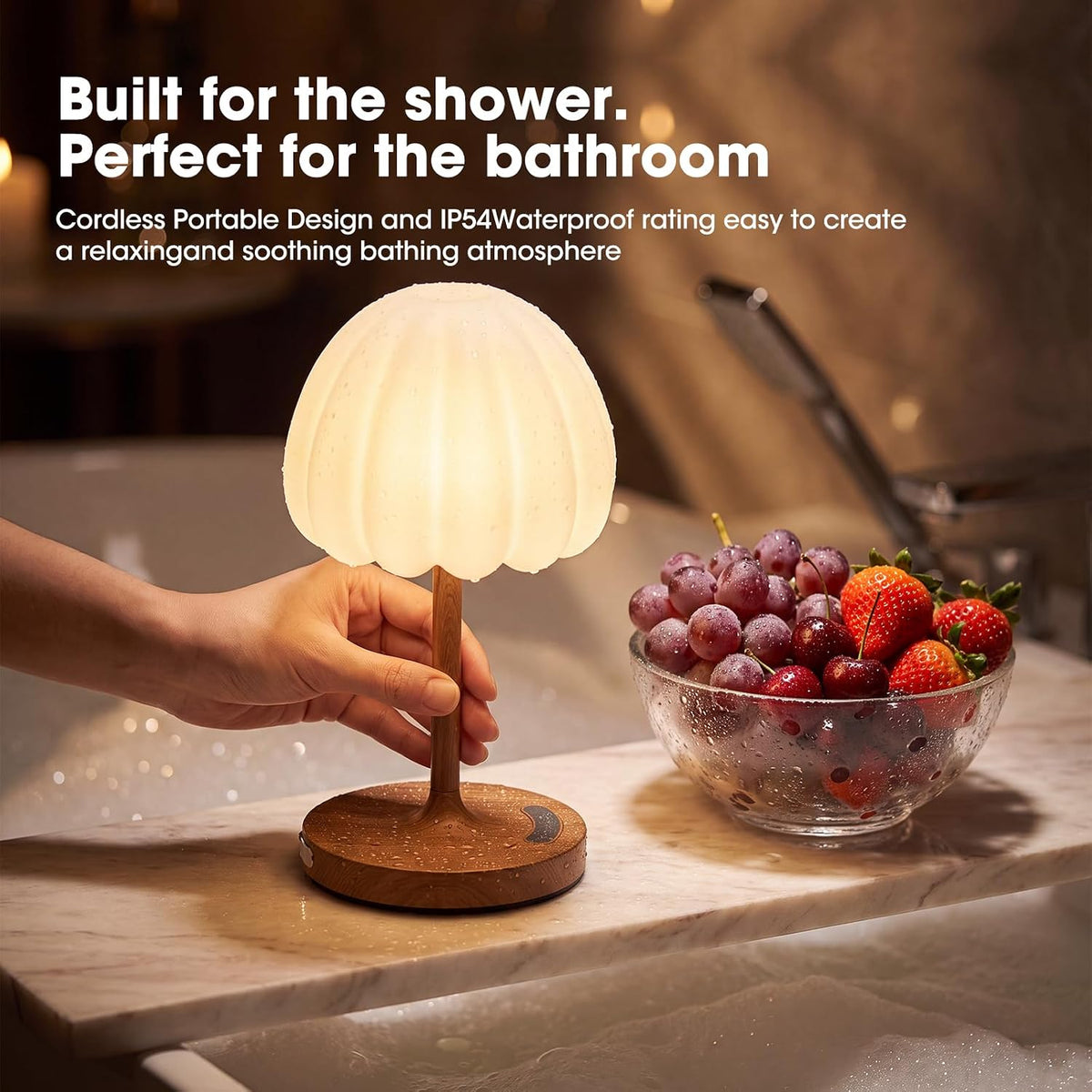 LAVAED Cordless Table Lamp,Battery Operated Bedside Lamp 3 Color Dimmable Lig...