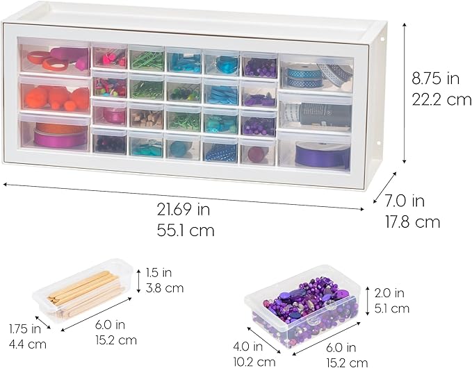 IRIS USA Plastic Drawer Storage Organizer, 26-Drawer Teacher Toolbox Bead Small - Image 3