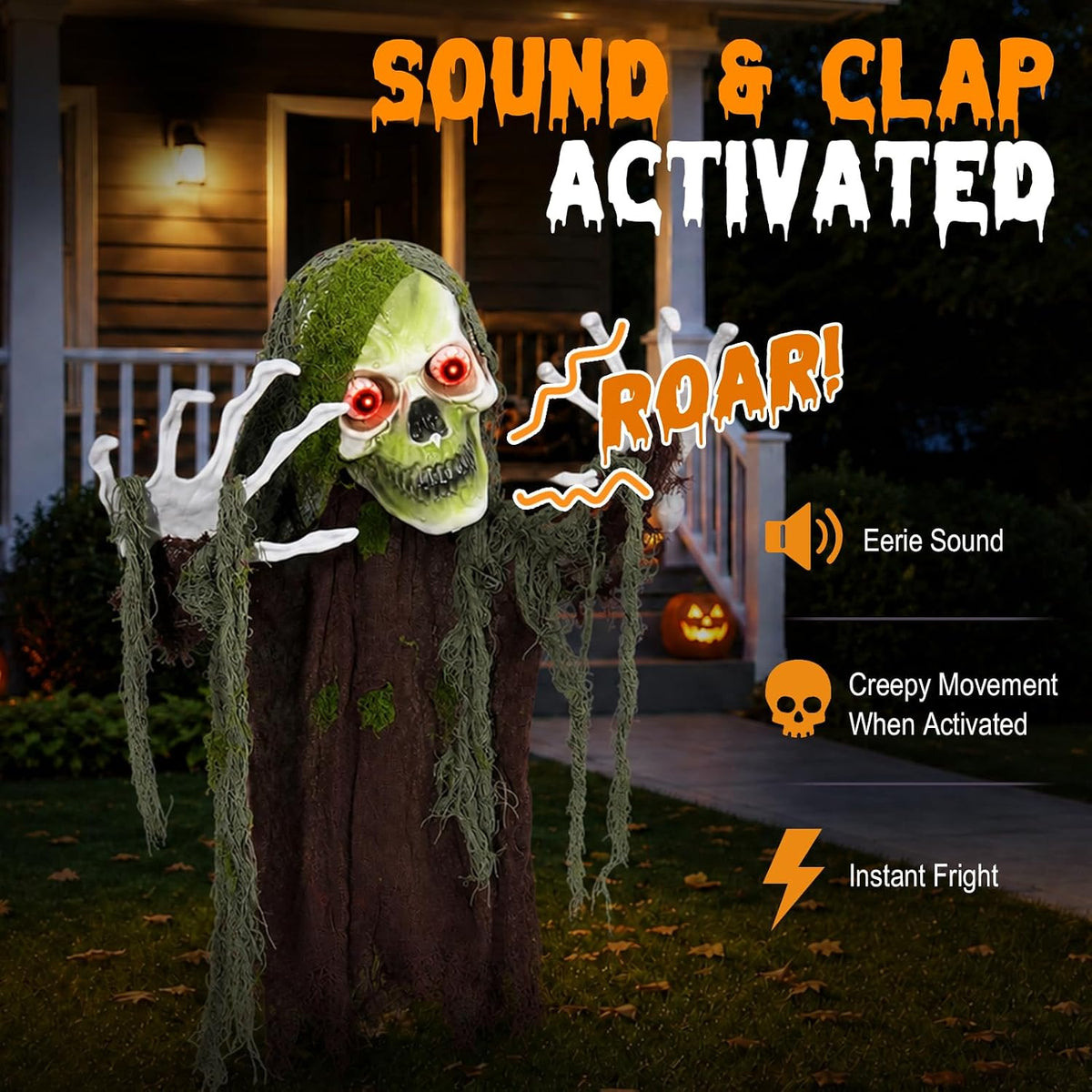 Halloween Decoration Outdoor Animatronic Zombie Groundbreaker, Halloween Skel...