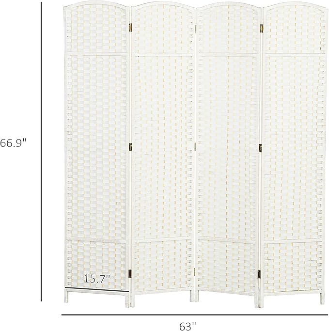 HOMCOM Room Divider, 4 Panel Folding Privacy Screen, 5.6' Tall Freestanding - Image 7