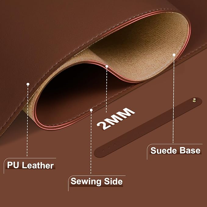 Desk Pad Protector, Leather & Suede Desk Mat, Non-Slip Desk Pad Mat, Large - Image 2