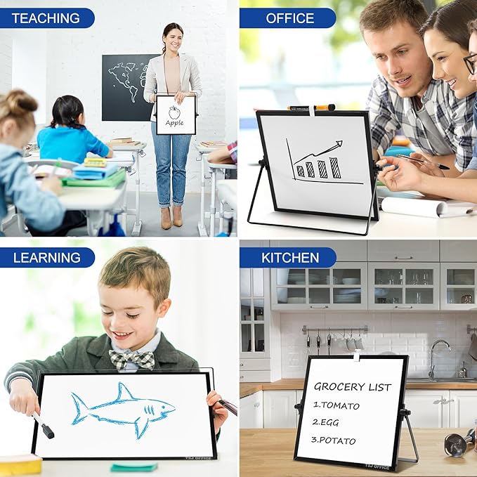 Small Magnetic Desktop White Board – Portable Mini Easel Dry Erase Whiteboard - Image 4