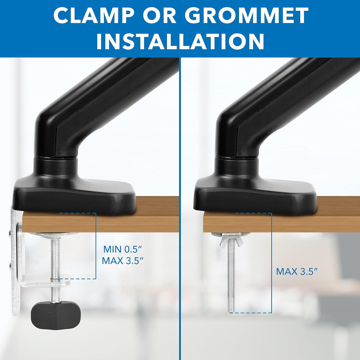 Mount-It! Laptop Arm Mount for Desk, Gas Spring, Clamp or Grommet, 17 Inch