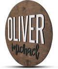 Custom Round Nursery Name Sign, Personalized Wooden Wall Plaque, Baby Shower by HickoryHollowDesigns