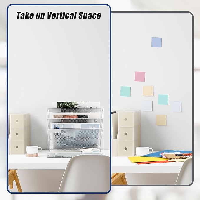 EASEPRES Desk File Organizer Mesh 4-Tier, Hanging Wall Mount Document - Image 4