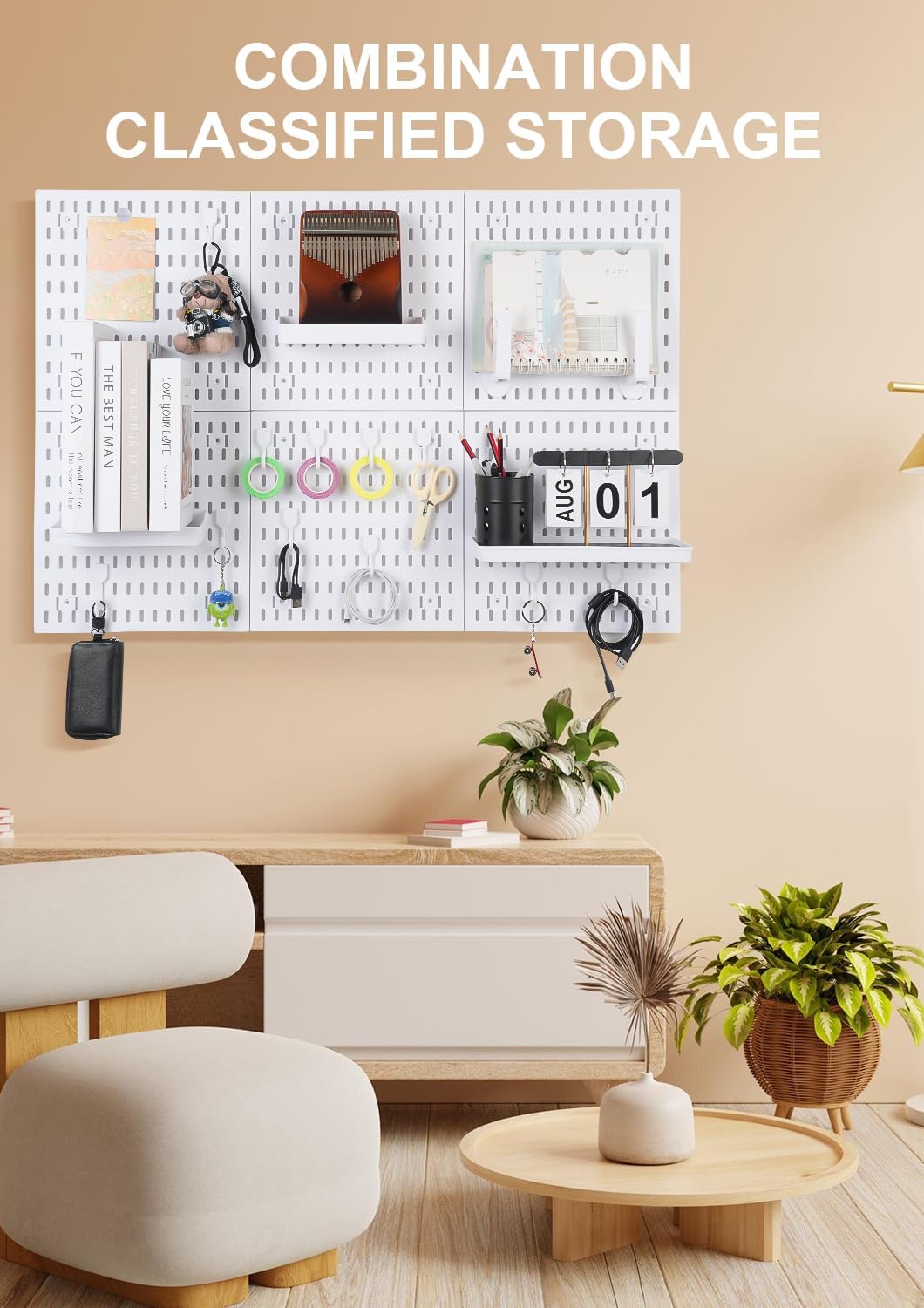 Colville White Pegboard Wall Organizer Kit, 24 x 24 in, 4 Panels