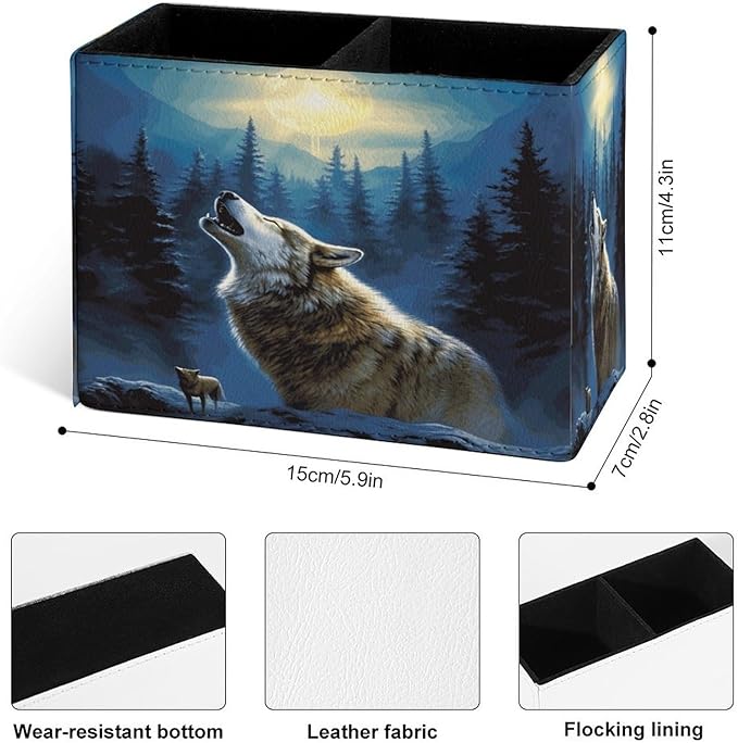 Famame 3D Animal Howling Wolf Moon Pencil Holder - Image 4