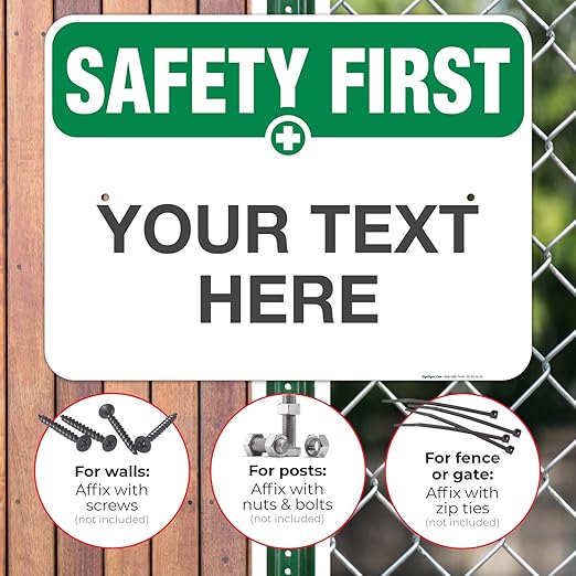 Custom Safety First Sign, OSHA Sign, 18x24 Inches, Rust Free .063 Aluminum - Image 4