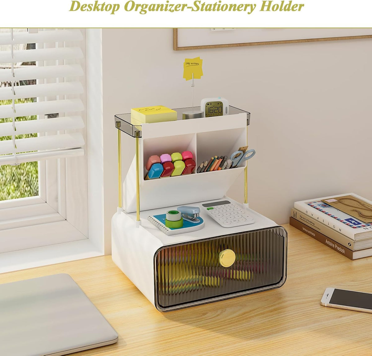 FOLLOWIN 3 Tier Makeup Organizer, Vanity Desk Cosmetic Display with Drawer