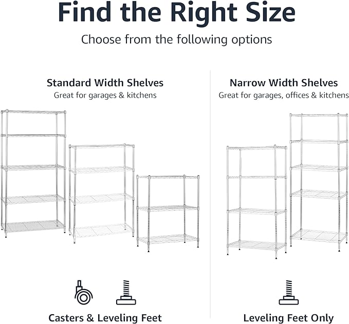 Amazon Basics 5-Shelf Adjustable, Storage Shelving Unit, Steel Organizer Wire - Image 6