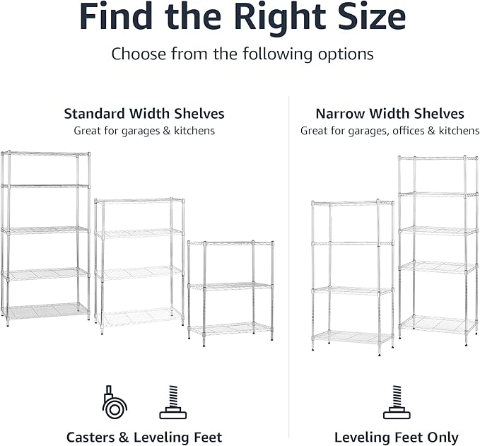 Amazon Basics 4-Shelf Adjustable, Storage Shelving Unit, Steel Organizer Wire - Image 6
