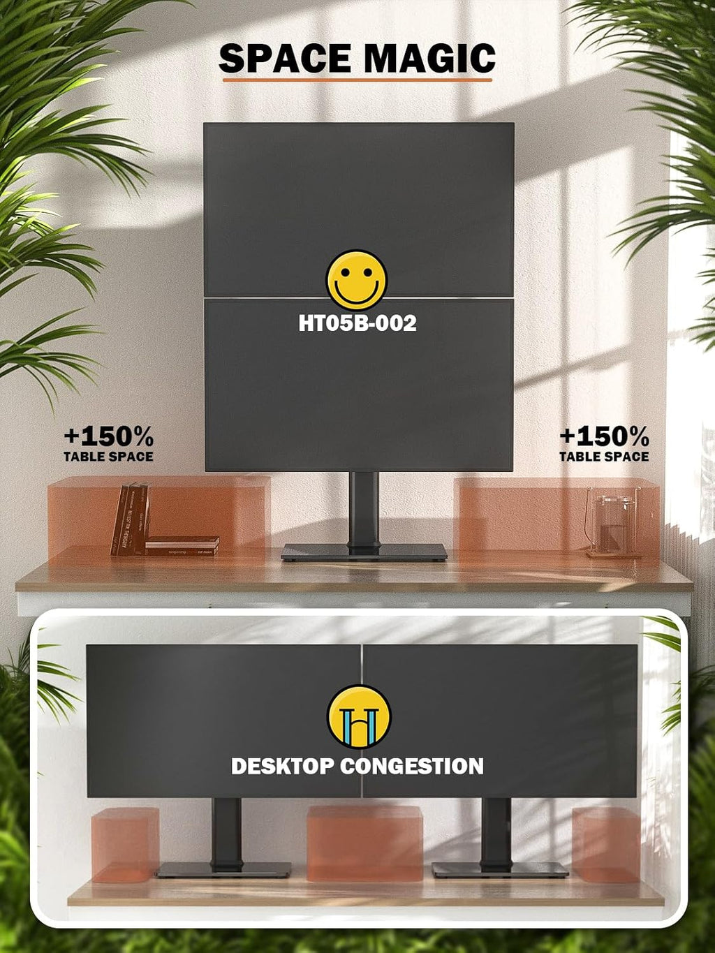 dual monitor stand - vertical stack screen free-standing, package contents