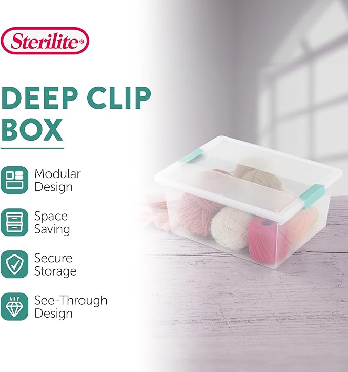 Sterilite 8-Pack Clip Box, Stackable Clear Plastic Bins - Image 2