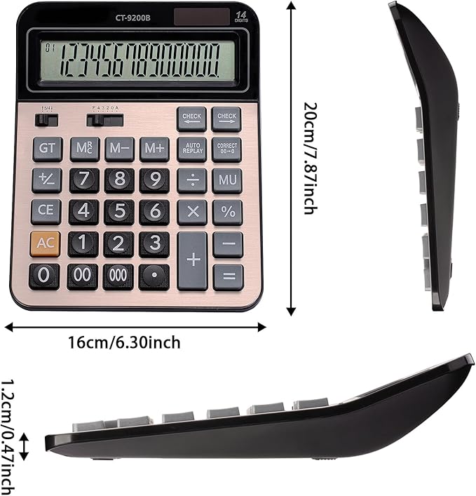 HIHUHEN Large Computer Electronic Calculator Counter Solar & Battery Power 14 - Image 2