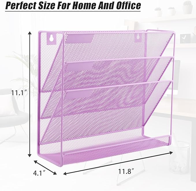 EASEPRES Desk File Organizer Mesh 4-Tier, Hanging Wall Mount Document - Image 2