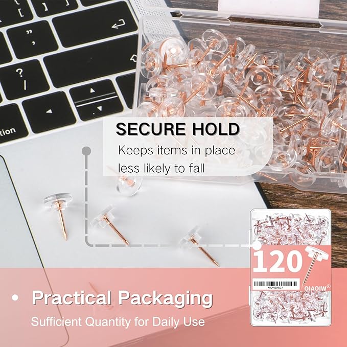 120 PCS Flat Rose Gold Push Pins - Image 4